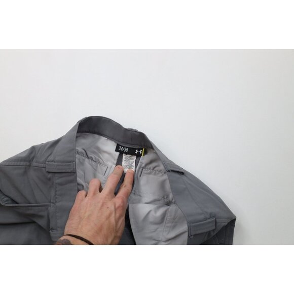 Under Armour Mens Size 34x30 Spell Out Stretch Wide Leg Golf Chino Pants Gray - Picture 8 of 12